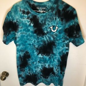 True religion tie dye shirt /turquoise and black